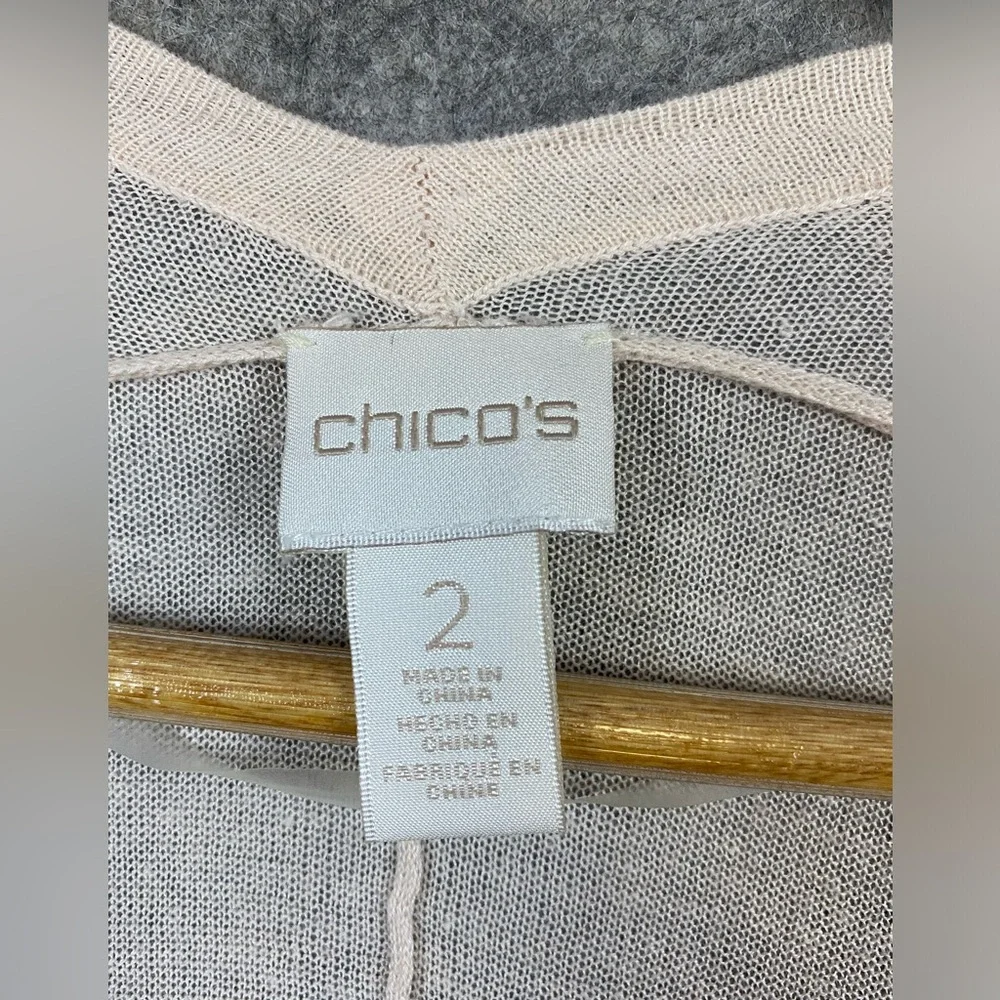 Chico’s Cardigan Sweater 2 Piece Set Size 2(L) Pale Pink‎ Brown Ombré Open Front